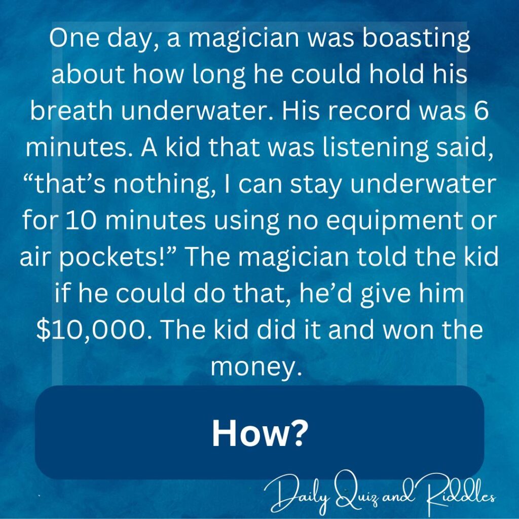magician and the boy under water
