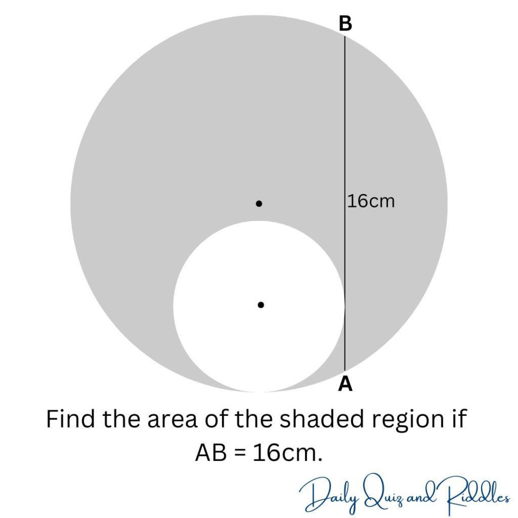 Find the area of the shaded region if AB is 16cm